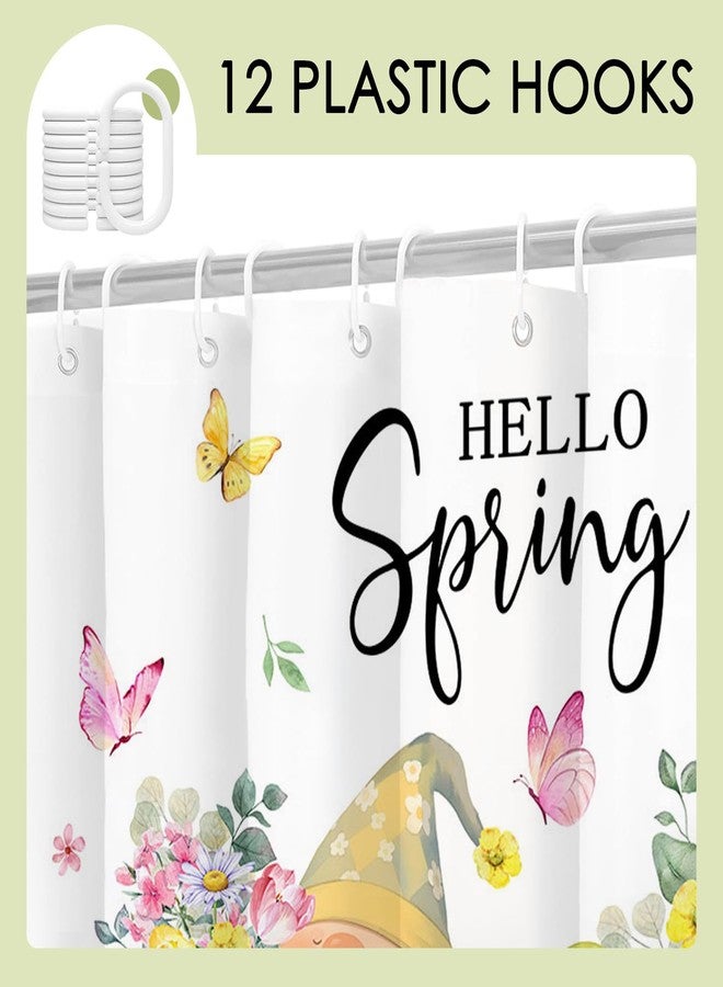 Mocsicka Spring Shower Curtain - Cute Floral Gnomes Bathroom Shower Curtain Washable Fabric 72x72 Farmhouse Bath Decor Shower Curtain (Multiple, 71x71inch) - Image 4