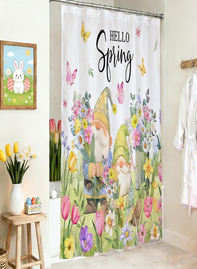 Mocsicka Spring Shower Curtain - Cute Floral Gnomes Bathroom Shower Curtain Washable Fabric 72x72 Farmhouse Bath Decor Shower Curtain (Multiple, 71x71inch) - Image 5