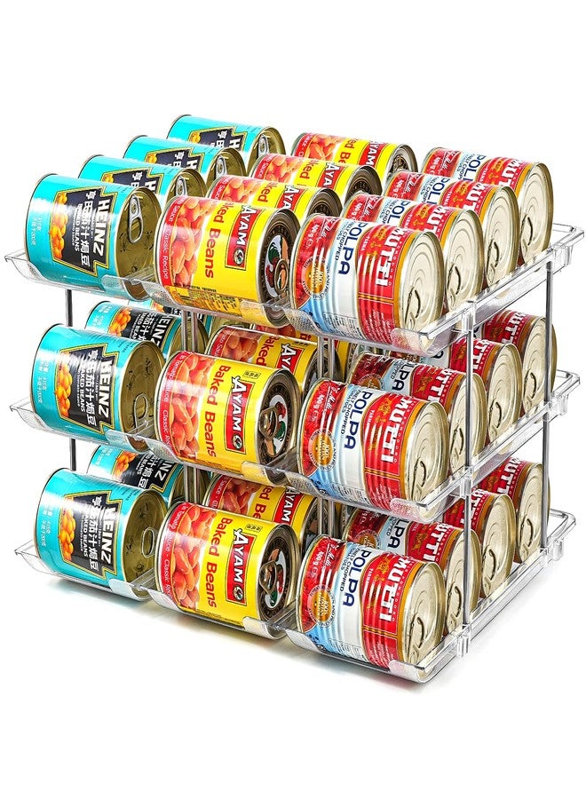 Amllas Can Organizer for Pantry， Stacking Can Storage Organizer Pantry，Automatic Can Rack for Fridge, 3Tire 3 Columns Can Holder for 36 Cans, Canned Goods Organizer - Image 1