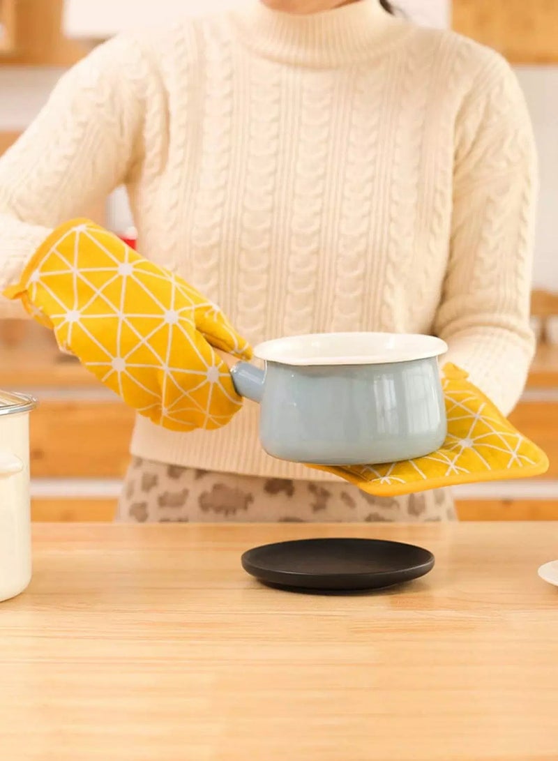 1pc Geometric Pattern Oven Glove & 1pc Heat Resistant Pad - Image 1