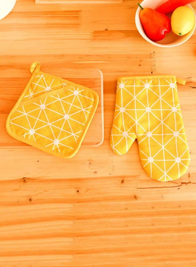 1pc Geometric Pattern Oven Glove & 1pc Heat Resistant Pad - Image 4