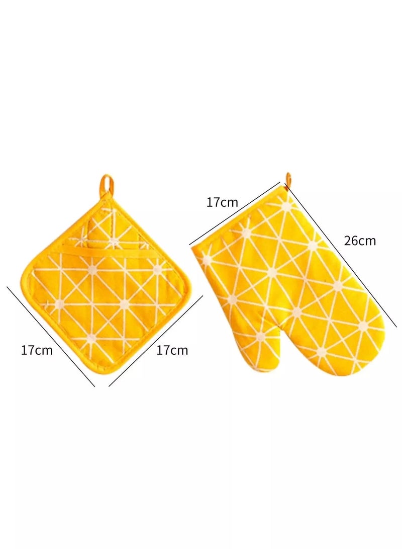1pc Geometric Pattern Oven Glove & 1pc Heat Resistant Pad - Image 3