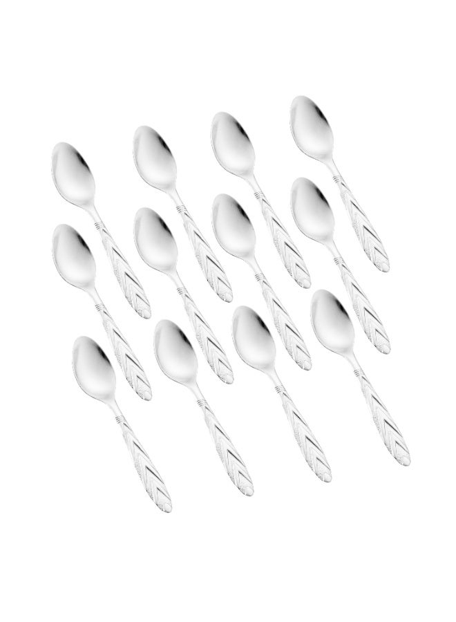 Hic 12-Piece Stainless Steel dessert spoon Set Silver - Image 1