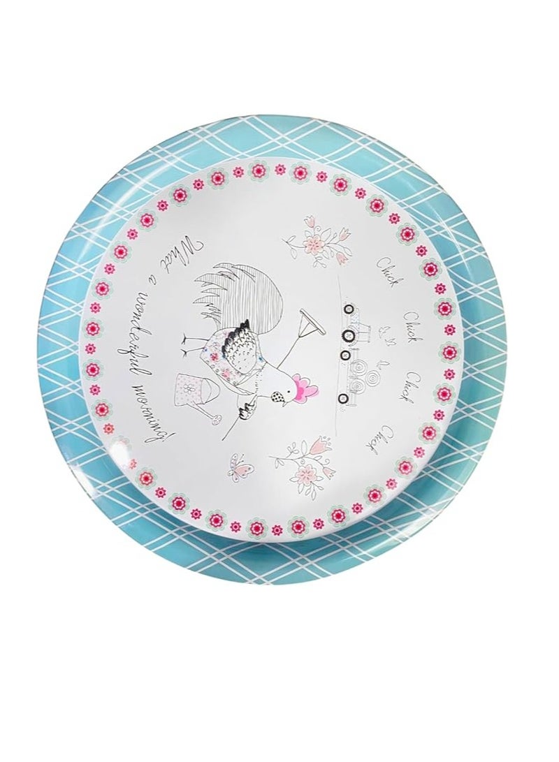 Sturdy Metal Round Serving Tray, 40cm, Elegant Multipurpose Tray for Home, Kitchen or Gifts, Elegant Multipurpose Round Tray for Serving, Organizing and Decorating (Light Blue) - Image 1