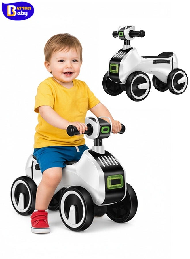 Berma Baby دراجة توازن للأطفال، دراجة خفيفة الوزن للأطفال الصغار، مشاية أطفال، دراجة ثلاثية العجلات، بدون دواسات، مع إضاءة موسيقية وعجلات مضادة للانزلاق، أفضل هدية للأطفال الصغار، لعبة ركوب مشاية للأطفال من عمر سنة إلى ثلاث سنوات (أسود + أبيض) - Image 1