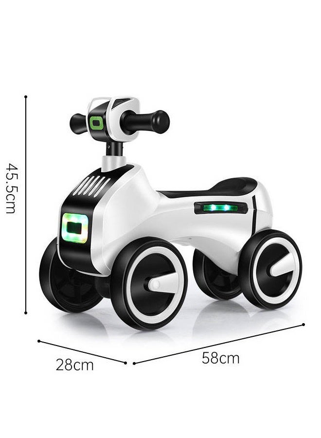 Berma Baby Baby balance bike suitable for children aged 1-3 years - pedalless toddler walker, lightweight with music, lights and non-slip wheels, a ride-on toy four-wheeled gift suitable for both boys and girls (black and white). - Image 2