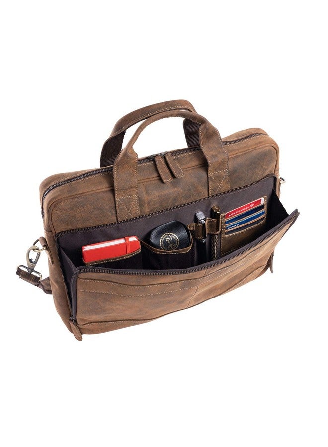 KomalC KomalC 16 Inch Leather briefcases Laptop Messenger Bags for Men and Women Best Office Satchel Bag (Distressed Tan) - Image 3