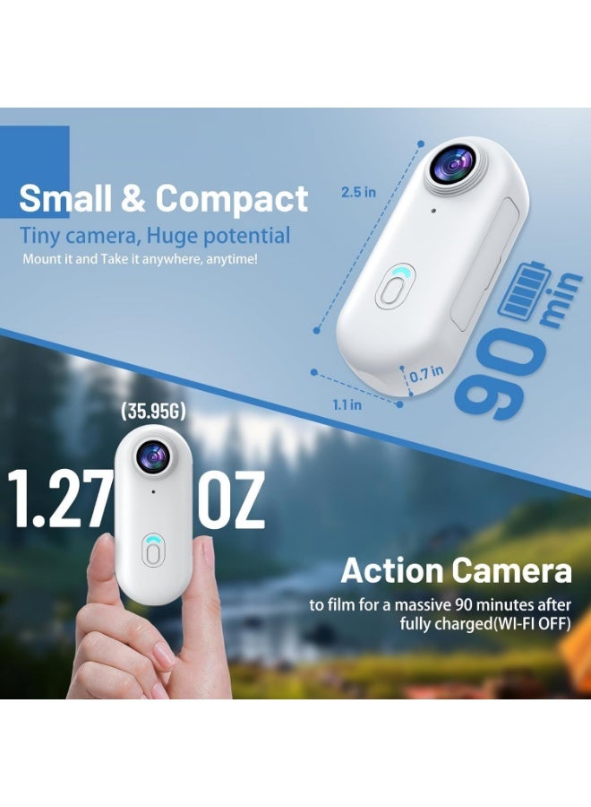 Camera 4K Ultra HD Wearable Mini Sports Camera – Thumb-Sized Magnetic Action Cam with 30m Waterproof, 360° Clip, 150-Min Battery, Wi-Fi, H.265, Hands-Free POV Recording for Cycling, Diving, Vlogging - Image 2