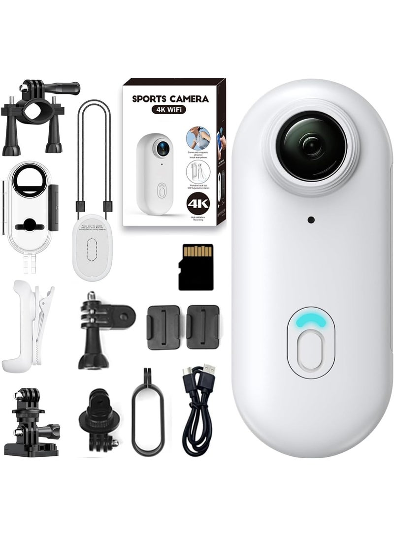 Camera 4K Ultra HD Wearable Mini Sports Camera – Thumb-Sized Magnetic Action Cam with 30m Waterproof, 360° Clip, 150-Min Battery, Wi-Fi, H.265, Hands-Free POV Recording for Cycling, Diving, Vlogging - Image 1