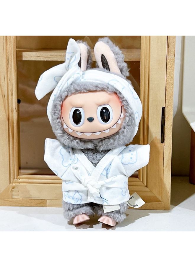 Labubu Doll Dress Poncho Cute Vinyl Doll Heart Macaron Doll Plush Toy Dress-Specifications:Labubu Can Be Worn [doll Not Included]-Color:Blue Nightgown  - Image 1