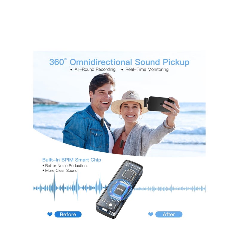 SOLARAE Microphone for iPhone, Wireless Lavalier Microphone 2pcs iPhone Microphone, Professional Wireless Microphone for iPhone iPad Video Recording, Tiktok, Vlog, Podcast, YouTube - Image 2