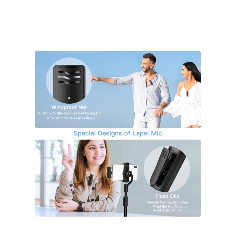 SOLARAE Microphone for iPhone, Wireless Lavalier Microphone 2pcs iPhone Microphone, Professional Wireless Microphone for iPhone iPad Video Recording, Tiktok, Vlog, Podcast, YouTube - Image 3