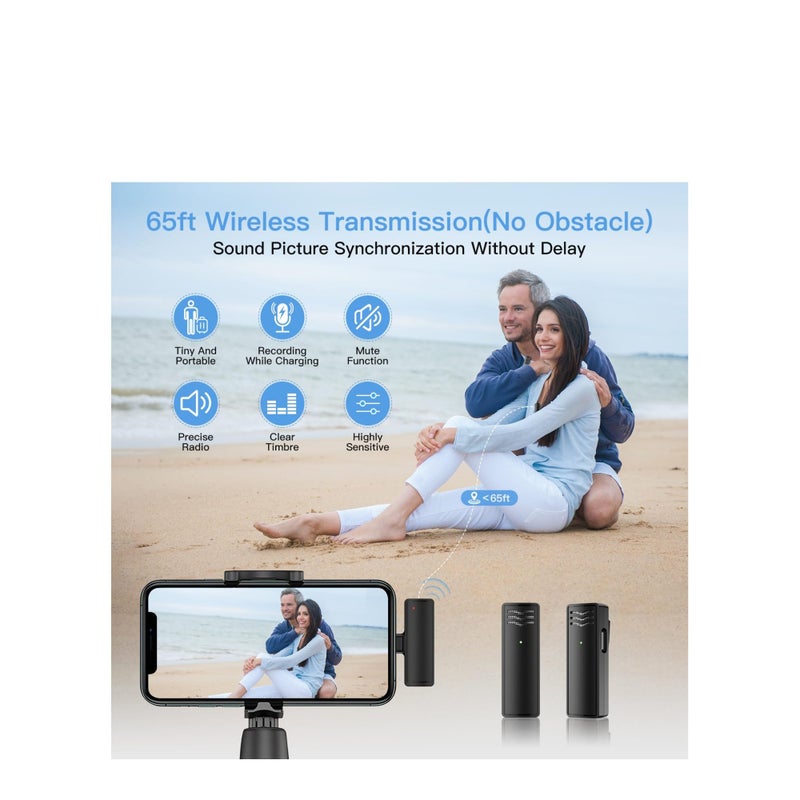 SOLARAE Microphone for iPhone, Wireless Lavalier Microphone 2pcs iPhone Microphone, Professional Wireless Microphone for iPhone iPad Video Recording, Tiktok, Vlog, Podcast, YouTube - Image 5