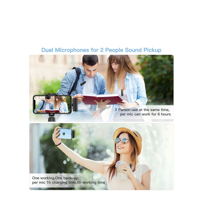 SOLARAE Microphone for iPhone, Wireless Lavalier Microphone 2pcs iPhone Microphone, Professional Wireless Microphone for iPhone iPad Video Recording, Tiktok, Vlog, Podcast, YouTube - Image 4