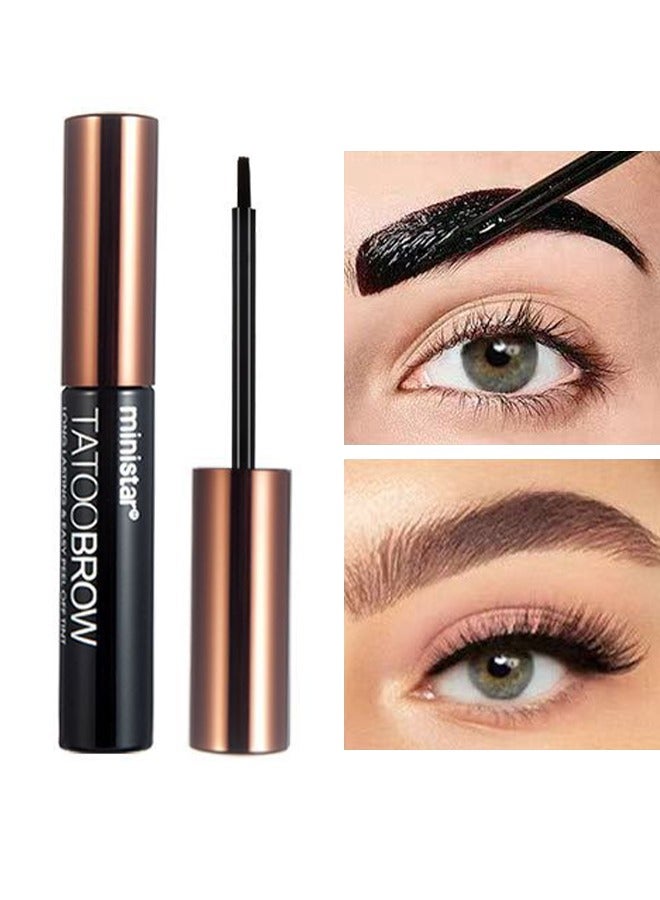 مينيستار وشم الحاجب ، تقشر تينت طويلة الأمد وسهلة 3 أيام تقشر تينت تاتو جل الحواجب غني بغذاء ملكات النحل والصبار مقاوم للماء ومقاوم للتلطخ تقشر تينت رمادي بني - Image 1