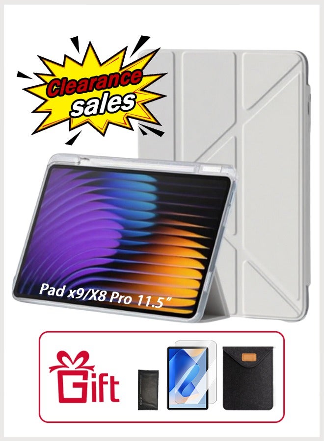 [clearance sales] Honor Pad X9 Case With Pen Slot, Honor Tablet 11-Inch Cover, Shockproof Y Folding Stand, Transparent Tpu Protective Case,  Flip Cover Stand Smart Wake-Up/ AED 23 Gift Set Anti-Glare Protective Film - Gray - Image 1