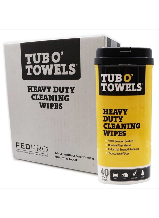 Tub O' Towels Heavy Duty Cleaning Wipes, 7" X 8", 40-Count Wipes, 4-Pack  - Image 1