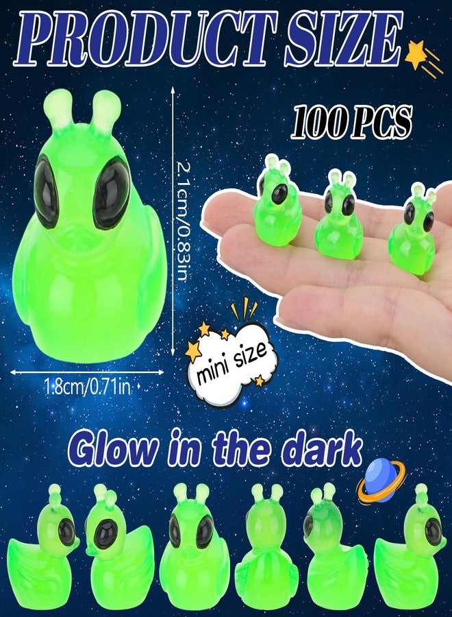GGSTDDUP 100 Pcs Mini Alien Duck Figures Glow in The Dark Tiny Aliens Ducks Mini Funny UFO Sci-fi Resin Duck for Space Party Favors Dashboard Desk Decor - Image 2