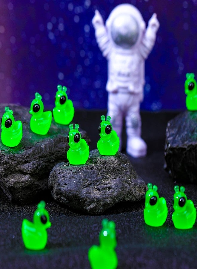 GGSTDDUP 100 Pcs Mini Alien Duck Figures Glow in The Dark Tiny Aliens Ducks Mini Funny UFO Sci-fi Resin Duck for Space Party Favors Dashboard Desk Decor - Image 4