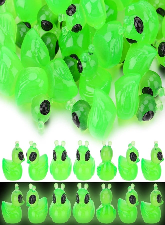 GGSTDDUP 100 Pcs Mini Alien Duck Figures Glow in The Dark Tiny Aliens Ducks Mini Funny UFO Sci-fi Resin Duck for Space Party Favors Dashboard Desk Decor - Image 1