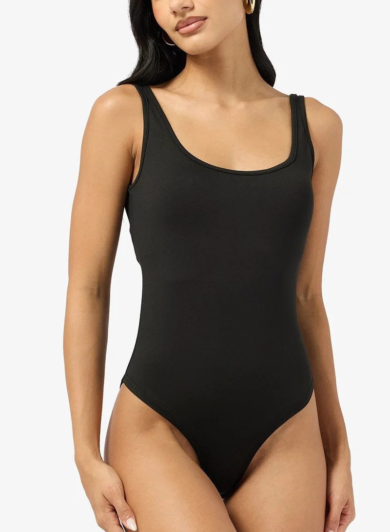 Ginger Basics Strappy Scoop Neck Polyamide Bodysuit