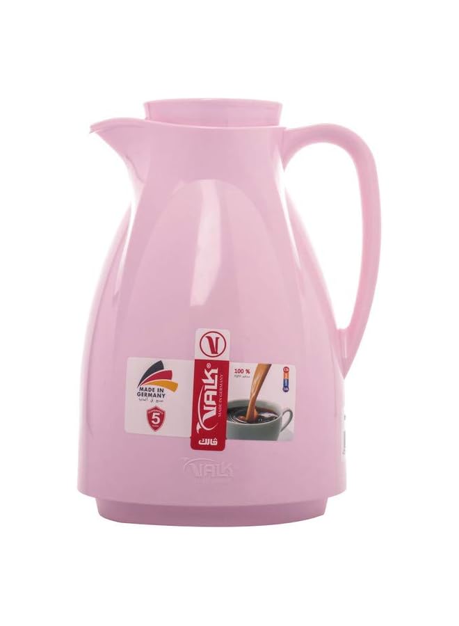 Valk Vacuum Flask With Double Wall Glass 1 Liter Wide Mouth With Anti Leakage Cap Double Walled Travel Mug Liter Rose Color