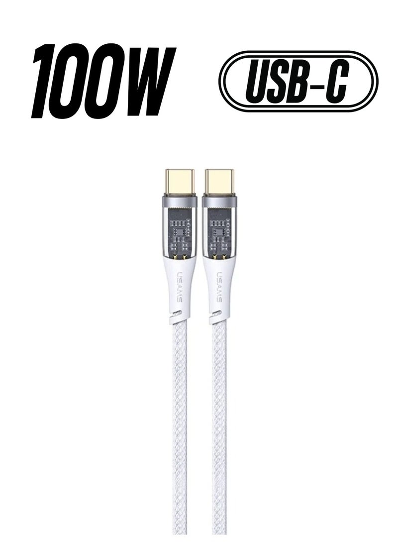 Usams Type-C PD 100W Aluminum alloy Transparent Data Cable - Image 1