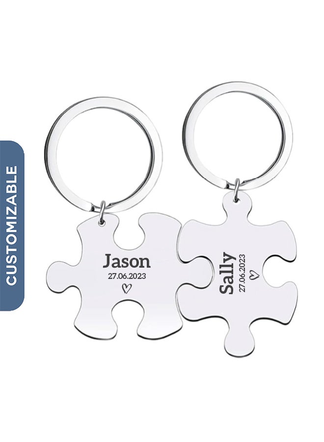 Share the Love Personalized Puzzle Keychains – Custom Engraved Pieces for Couples, Friends, or Family, Perfect Gift for Special Occasions