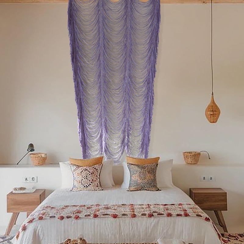 Flber Macrame Curtain Boho Doorway Curtain Handwoven Room Divider for Bedroom Window Closet Wedding Backdrop Arch 59" W x 75" H(1Panel) - Image 4