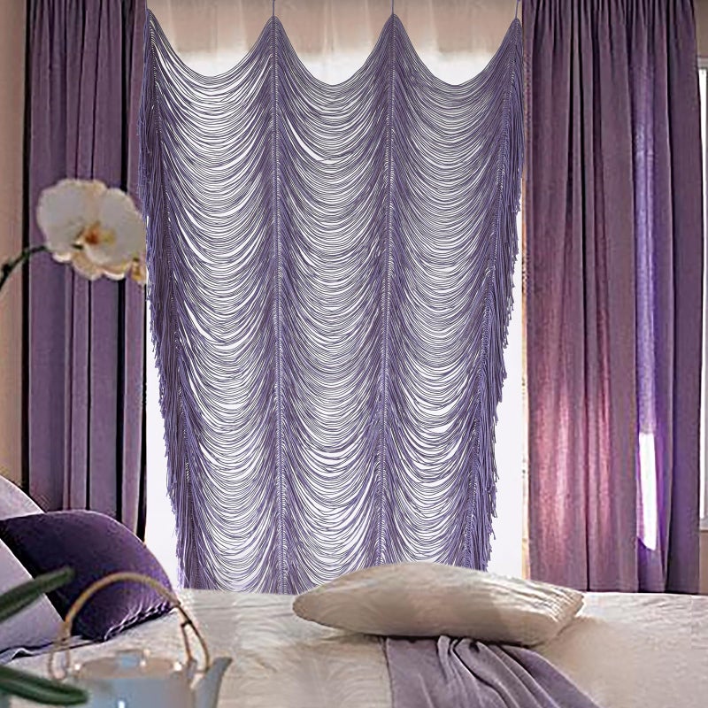 Flber Macrame Curtain Boho Doorway Curtain Handwoven Room Divider for Bedroom Window Closet Wedding Backdrop Arch 59" W x 75" H(1Panel) - Image 2