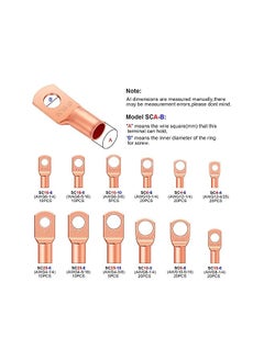 The Bros 170 Pieces Copper Battery Cable Ends 12 Sizes Battery Wire Lugs Eyelets Tubular Ring Terminal Connectors SC Terminals for Automotive Supplies AWG4, AWG6, AWG8, AWG10, AWG12 (Metal Color)  - Image 2