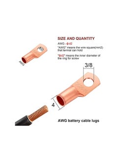 The Bros 170 Pieces Copper Battery Cable Ends 12 Sizes Battery Wire Lugs Eyelets Tubular Ring Terminal Connectors SC Terminals for Automotive Supplies AWG4, AWG6, AWG8, AWG10, AWG12 (Metal Color)  - Image 5