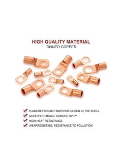 The Bros 170 Pieces Copper Battery Cable Ends 12 Sizes Battery Wire Lugs Eyelets Tubular Ring Terminal Connectors SC Terminals for Automotive Supplies AWG4, AWG6, AWG8, AWG10, AWG12 (Metal Color)  - Image 3