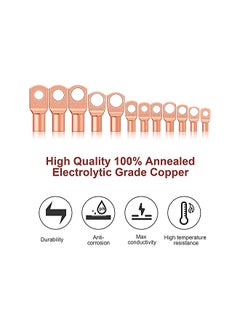 The Bros 170 Pieces Copper Battery Cable Ends 12 Sizes Battery Wire Lugs Eyelets Tubular Ring Terminal Connectors SC Terminals for Automotive Supplies AWG4, AWG6, AWG8, AWG10, AWG12 (Metal Color)  - Image 4