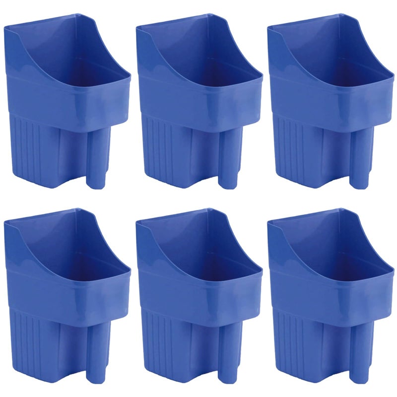 6 Pcs Plastic Enclosed Feed Scoop for Livestock Heavy Duty Grain Scoop 2 Quart Large Stackable for Horse Goat Dog Animal Ranchers Farmers (Blue) - Image 1