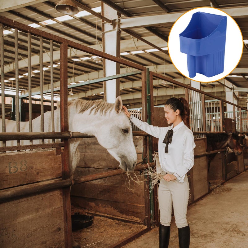 6 Pcs Plastic Enclosed Feed Scoop for Livestock Heavy Duty Grain Scoop 2 Quart Large Stackable for Horse Goat Dog Animal Ranchers Farmers (Blue) - Image 4