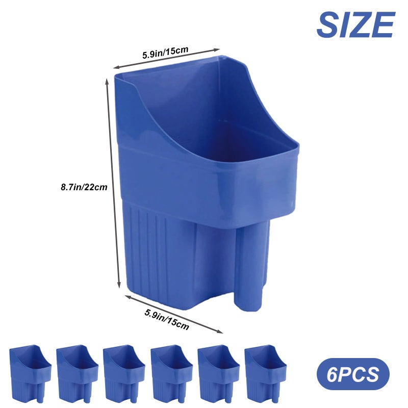 6 Pcs Plastic Enclosed Feed Scoop for Livestock Heavy Duty Grain Scoop 2 Quart Large Stackable for Horse Goat Dog Animal Ranchers Farmers (Blue) - Image 2