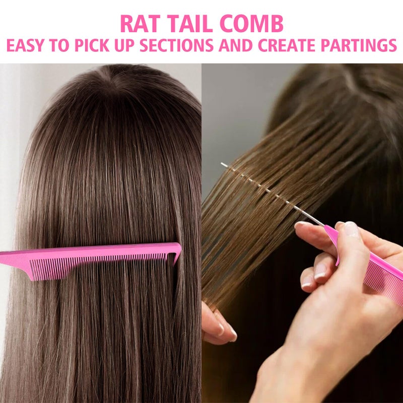 Goiple 3 Pieces Hair Styling Comb Set Teasing Brush Rat Tail Comb Edge Brush for Edge&Back Brushing, Combing, Slicking Hair for Women (Pink) - Image 5