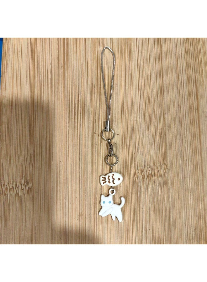 NIBEMINENT Phone Charm/ Chain Strap for Women Girls, Black And White Cats Are Cute Cell Phone Case Lanyard Wrist Strap