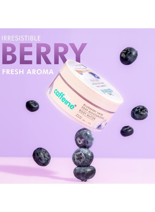 mCaffeine Blueberry Swirl Deep Moisturizing Body Butter | 5 Essential Ceramides for Skin Repair with Shea Butter & Cocoa Butter | 72Hrs Long Lasting Moisturization | Winter Body Care | Fruity Blueberry Aroma | Body Butter for Women and Men - 200g - Image 5