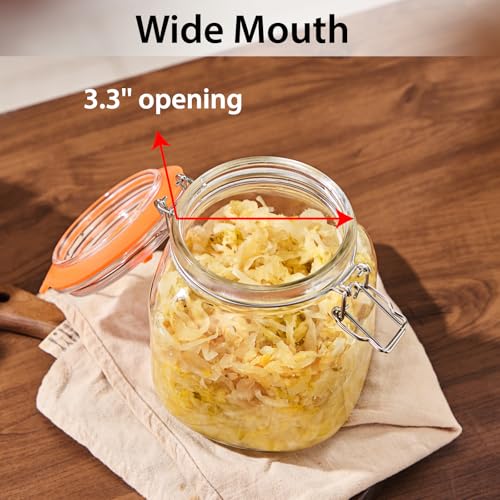 Glolaurge Square Fermentation Jar, 1 Liters Glass Fermenting Jar for Making Sauerkraut, Kimchi, Pickles, Mead, Cider & More, Pack of 2 - Image 2
