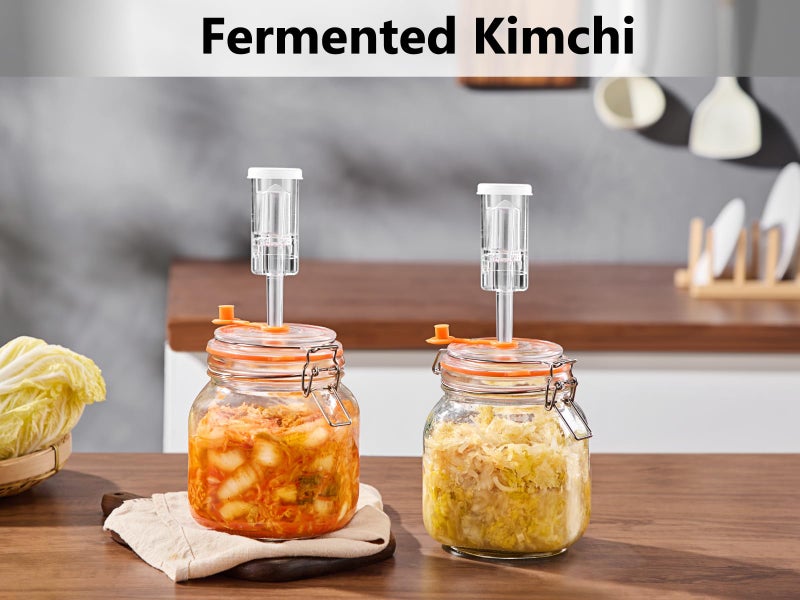 Glolaurge Square Fermentation Jar, 1 Liters Glass Fermenting Jar for Making Sauerkraut, Kimchi, Pickles, Mead, Cider & More, Pack of 2 - Image 3
