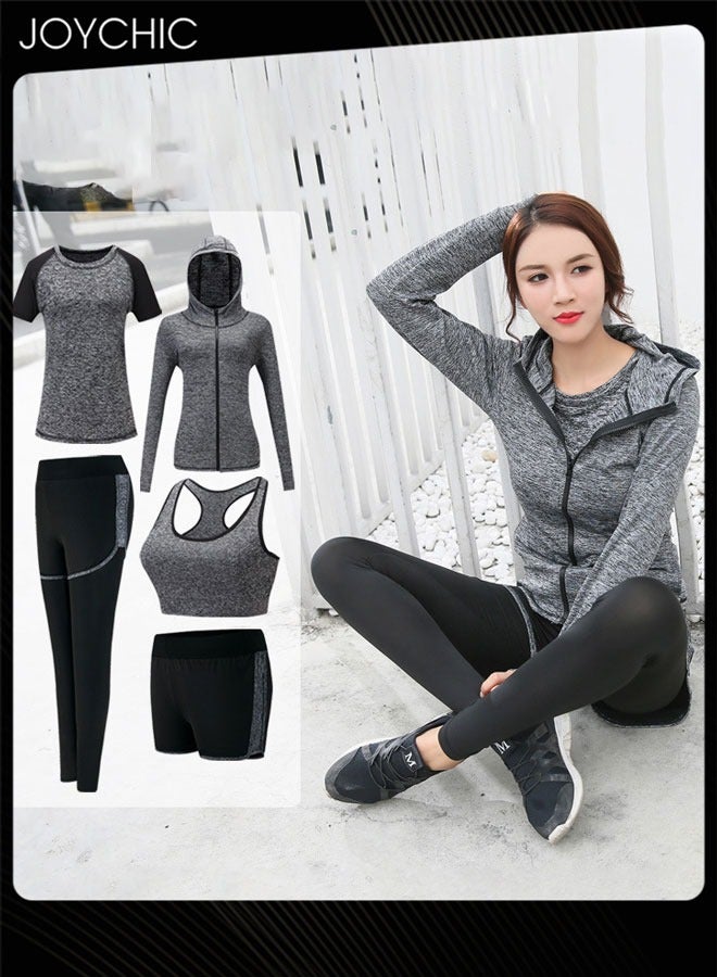 Joychic طقم ملابس رياضية نسائية سريع الجفاف وقابل للتنفس مكون من 5 قطع - Image 1