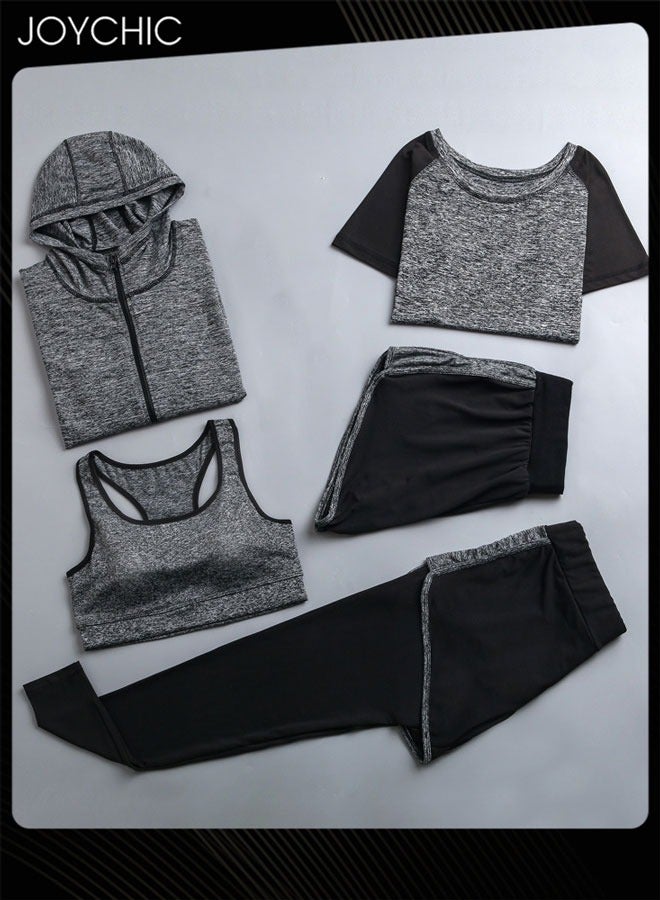 Joychic طقم ملابس رياضية نسائية سريع الجفاف وقابل للتنفس مكون من 5 قطع - Image 2
