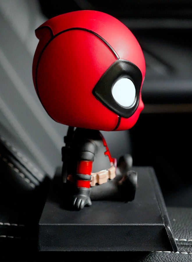 Deadpool Bobblehead with Base for Car Dashboard Decoration, Premium Polyresin Statues, Bobblehead Phone Bracket for Desktop Car Decorations/Collectibles, Gifts for Fans, Friends  - Image 2