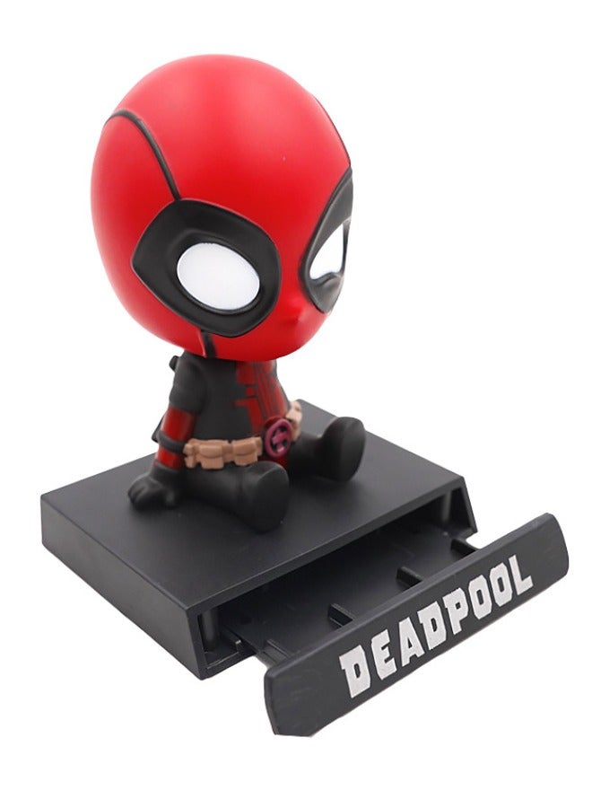 Deadpool Bobblehead with Base for Car Dashboard Decoration, Premium Polyresin Statues, Bobblehead Phone Bracket for Desktop Car Decorations/Collectibles, Gifts for Fans, Friends  - Image 4