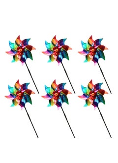 SYOSI Reflective Bird Repellent Windmill, 6 Pcs 24cm Pinwheel Birds Deterrent Hanging Device Sparkly Stripe Spinners to Scare Birds Away From House, Window, Garden, Farm  - Image 1