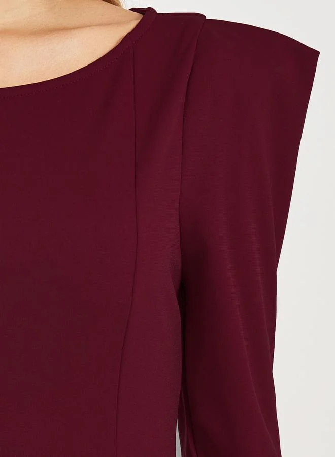Styli Solid Puff Sleeves Mermaid Hem Maxi Dress