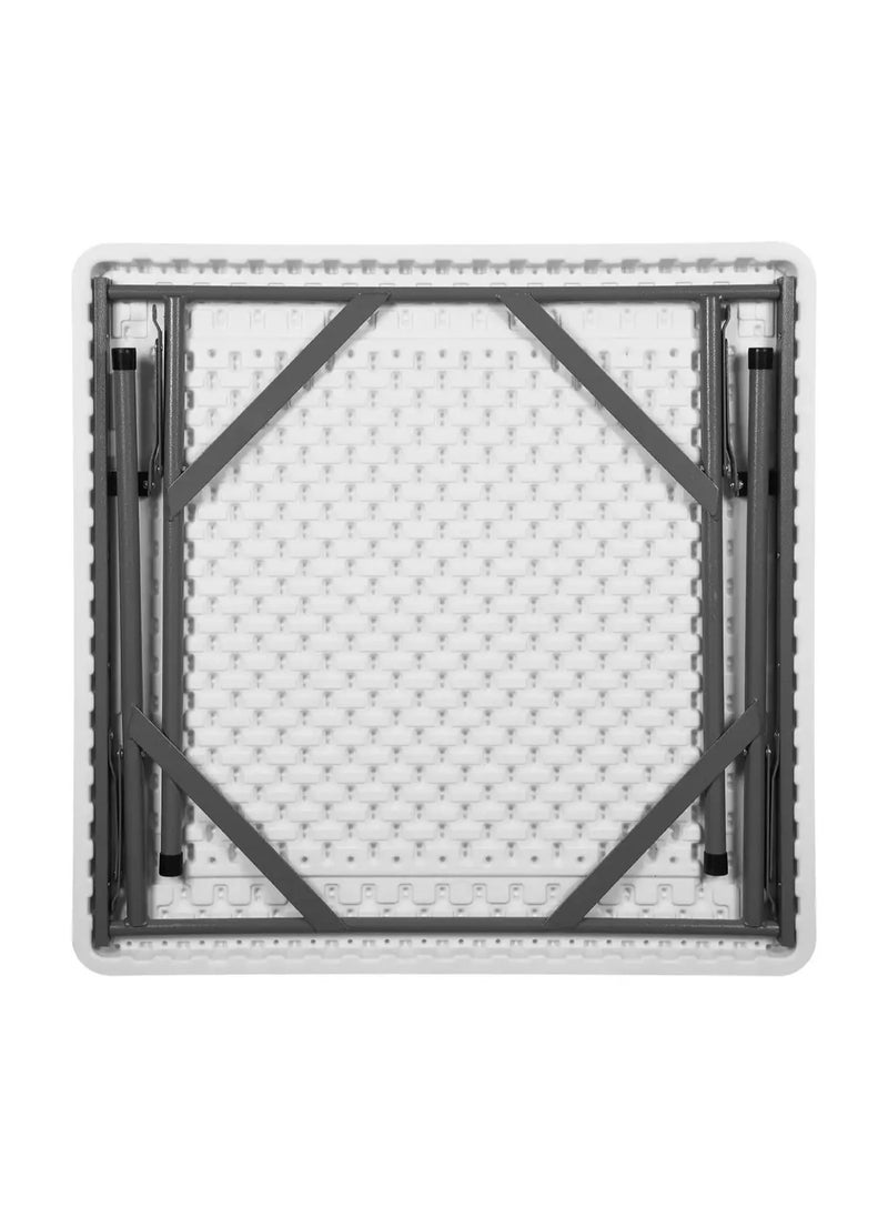 S 88 Square Plastic Folding Table With Metal Frame 88Lx74H , White.