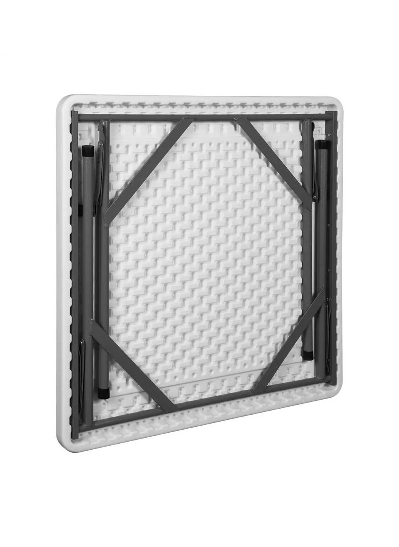 S 88 Square Plastic Folding Table With Metal Frame 88Lx74H , White.